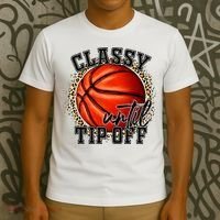 Classy Until Tip Off Funny Basketball Mom Leopard T-Shirt thumb 3
