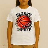 Classy Until Tip Off Funny Basketball Mom Leopard T-Shirt thumb 4
