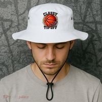 Classy Until Tip Off Funny Basketball Mom Leopard Bucket Hat thumb 2