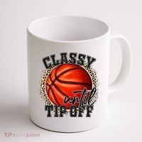 Classy Until Tip Off Funny Basketball Mom Leopard Coffee Mug thumb 1
