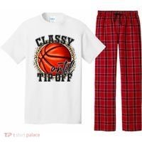 Classy Until Tip Off Funny Basketball Mom Leopard Pajama Set thumb 0