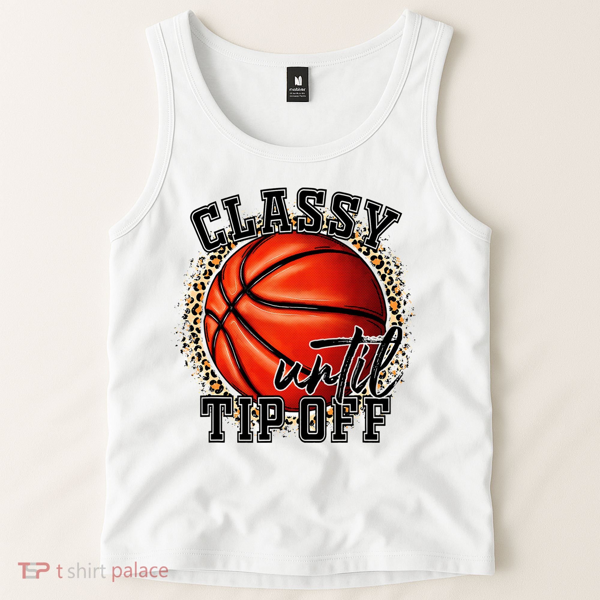 Classy Until Tip Off Funny Basketball Mom Leopard Tank Top