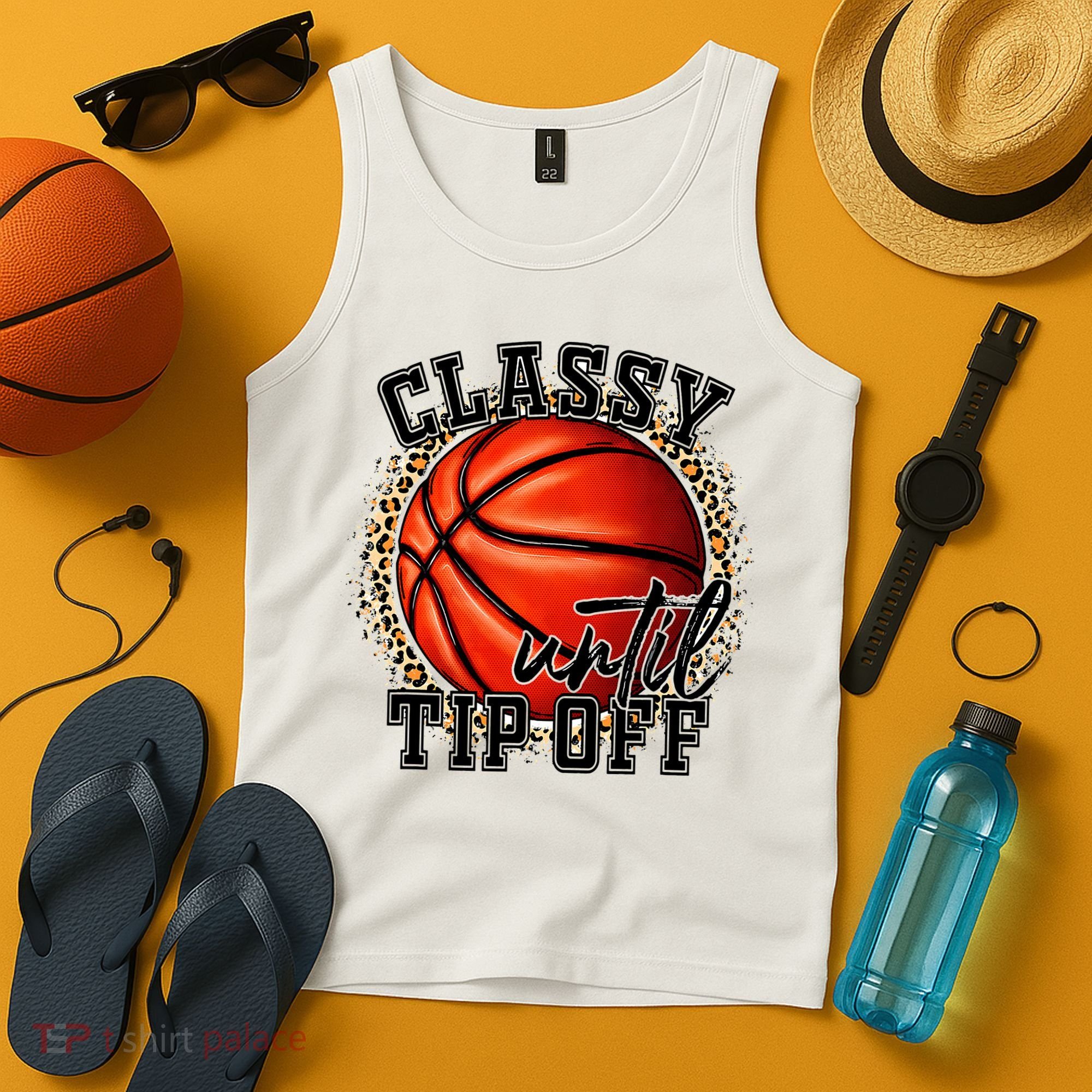 Classy Until Tip Off Funny Basketball Mom Leopard Tank Top