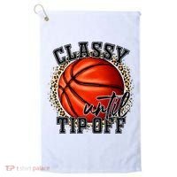 Classy Until Tip Off Funny Basketball Mom Leopard Golf Towel thumb 0