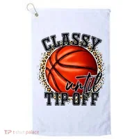 Classy Until Tip Off Funny Basketball Mom Leopard Golf Towel thumb 0