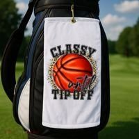 Classy Until Tip Off Funny Basketball Mom Leopard Golf Towel thumb 2