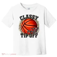 Classy Until Tip Off Funny Basketball Mom Leopard Toddler T-Shirt thumb 0
