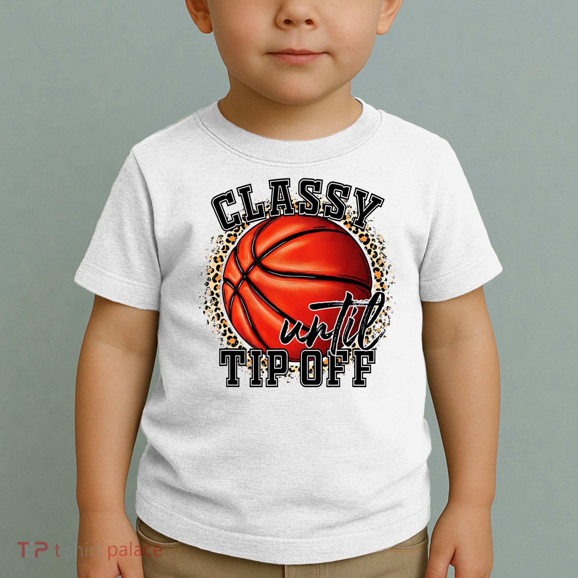 Classy Until Tip Off Funny Basketball Mom Leopard Toddler T-Shirt