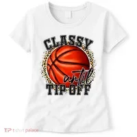 Classy Until Tip Off Funny Basketball Mom Leopard Women's T-Shirt thumb 0