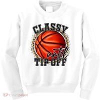 Classy Until Tip Off Funny Basketball Mom Leopard Kids Sweatshirt thumb 0
