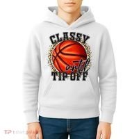 Classy Until Tip Off Funny Basketball Mom Leopard Kids Hoodie thumb 4