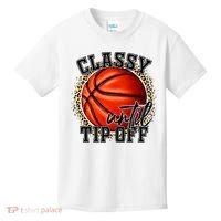 Classy Until Tip Off Funny Basketball Mom Leopard Kids T-Shirt thumb 0