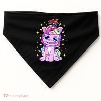 Cute Unicorn Tangled Christmas Lights Stars Rainbow USA-Made Doggie Bandana thumb 0