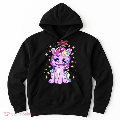 Cute Unicorn Tangled Christmas Lights Stars Rainbow Hoodie