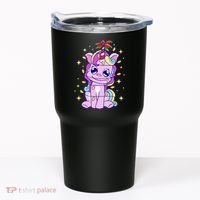Cute Unicorn Tangled Christmas Lights Stars Rainbow Tumbler thumb 0