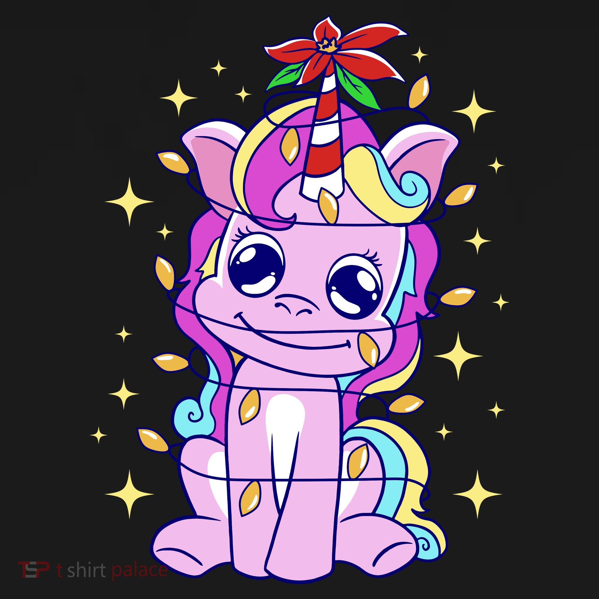 Cute Unicorn Tangled Christmas Lights Stars Rainbow Mousepad