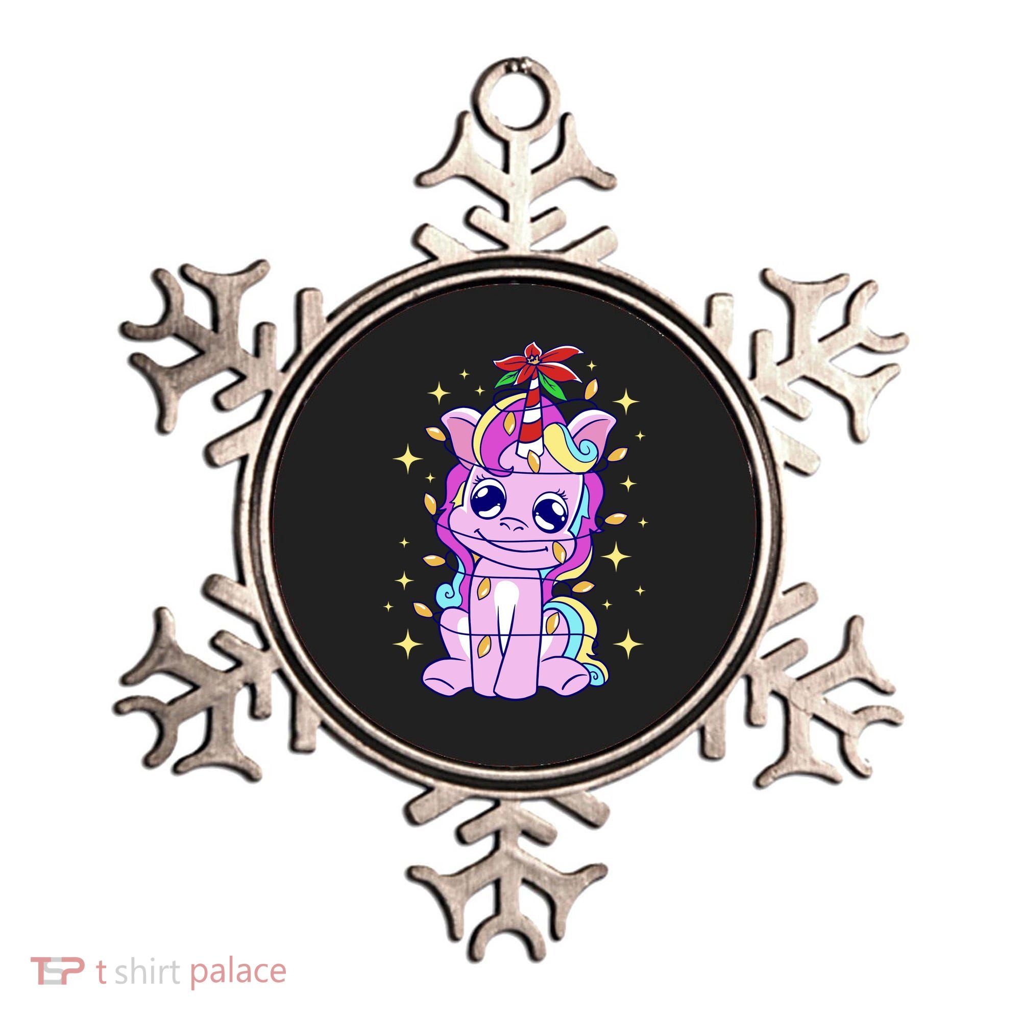 Cute Unicorn Tangled Christmas Lights Stars Rainbow Ornament