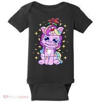 Cute Unicorn Tangled Christmas Lights Stars Rainbow Baby Bodysuit thumb 0