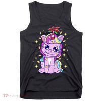 Cute Unicorn Tangled Christmas Lights Stars Rainbow Tank Top thumb 0