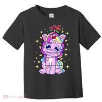 Cute Unicorn Tangled Christmas Lights Stars Rainbow Toddler T-Shirt thumb 0