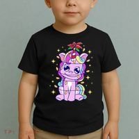 Cute Unicorn Tangled Christmas Lights Stars Rainbow Toddler T-Shirt thumb 2