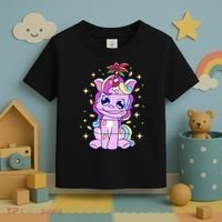 Cute Unicorn Tangled Christmas Lights Stars Rainbow Toddler T-Shirt thumb 3