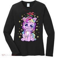 Cute Unicorn Tangled Christmas Lights Stars Rainbow Women's Long Sleeve Shirt thumb 0