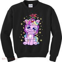Cute Unicorn Tangled Christmas Lights Stars Rainbow Kids Sweatshirt thumb 0