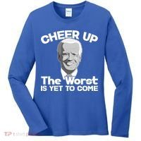 Cheer Up The Worst Is Yet To Come Anti Biden Women's Long Sleeve Shirt thumb 0