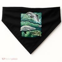 Cute Abstract dolphins In Sea Life USA-Made Doggie Bandana thumb 0