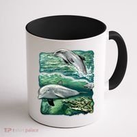 Cute Abstract dolphins In Sea Life Coffee Mug thumb 1