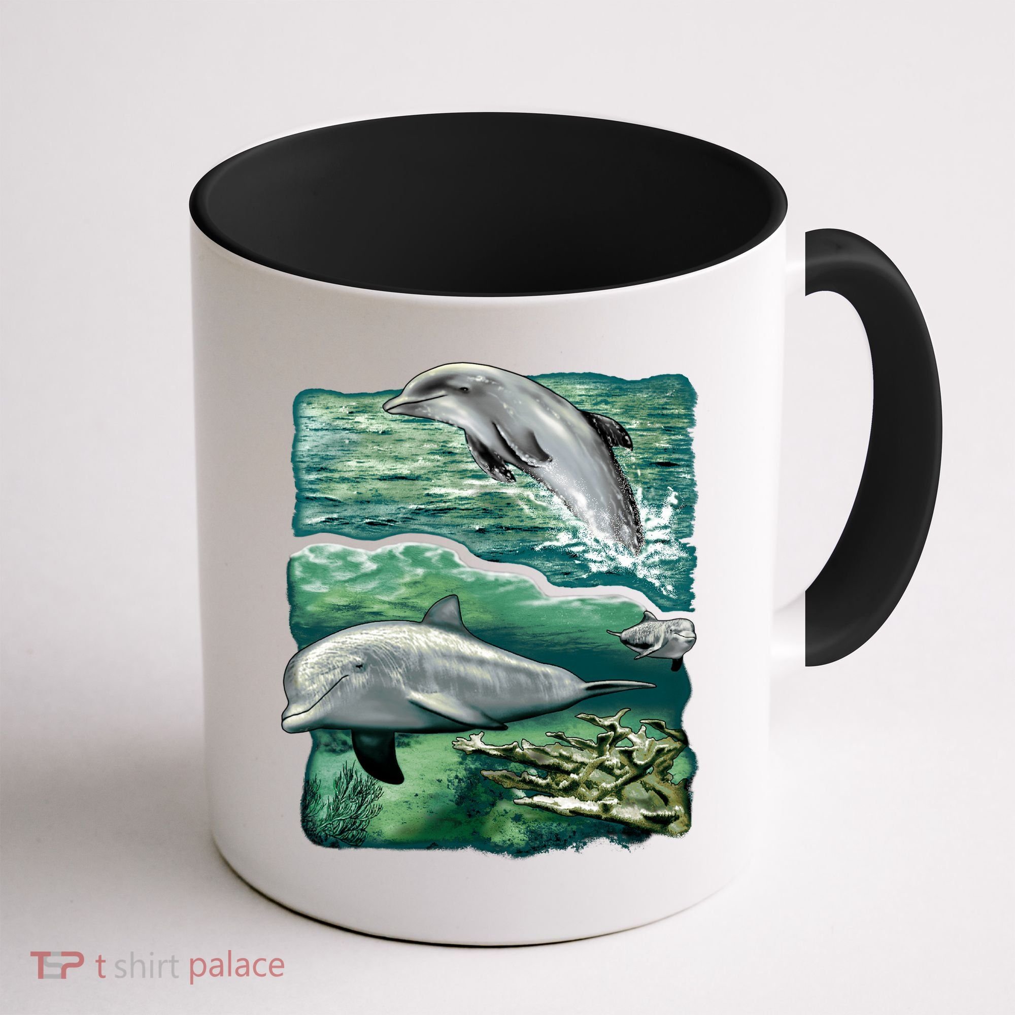 Cute Abstract dolphins In Sea Life Coffee Mug