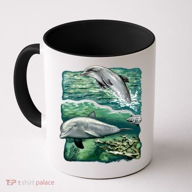 Cute Abstract dolphins In Sea Life Coffee Mug