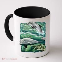 Cute Abstract dolphins In Sea Life Coffee Mug thumb 0