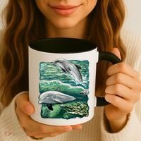 Cute Abstract dolphins In Sea Life Coffee Mug thumb 3