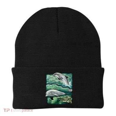 Cute Abstract dolphins In Sea Life Beanie