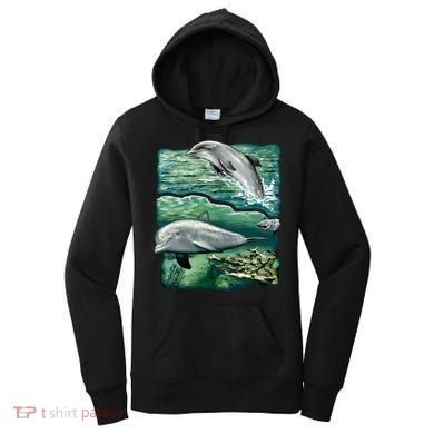 Cute Abstract dolphins In Sea Life Women's Hoodie
