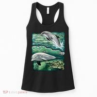 Cute Abstract dolphins In Sea Life Women's Tank Top thumb 0