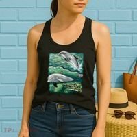 Cute Abstract dolphins In Sea Life Women's Tank Top thumb 2
