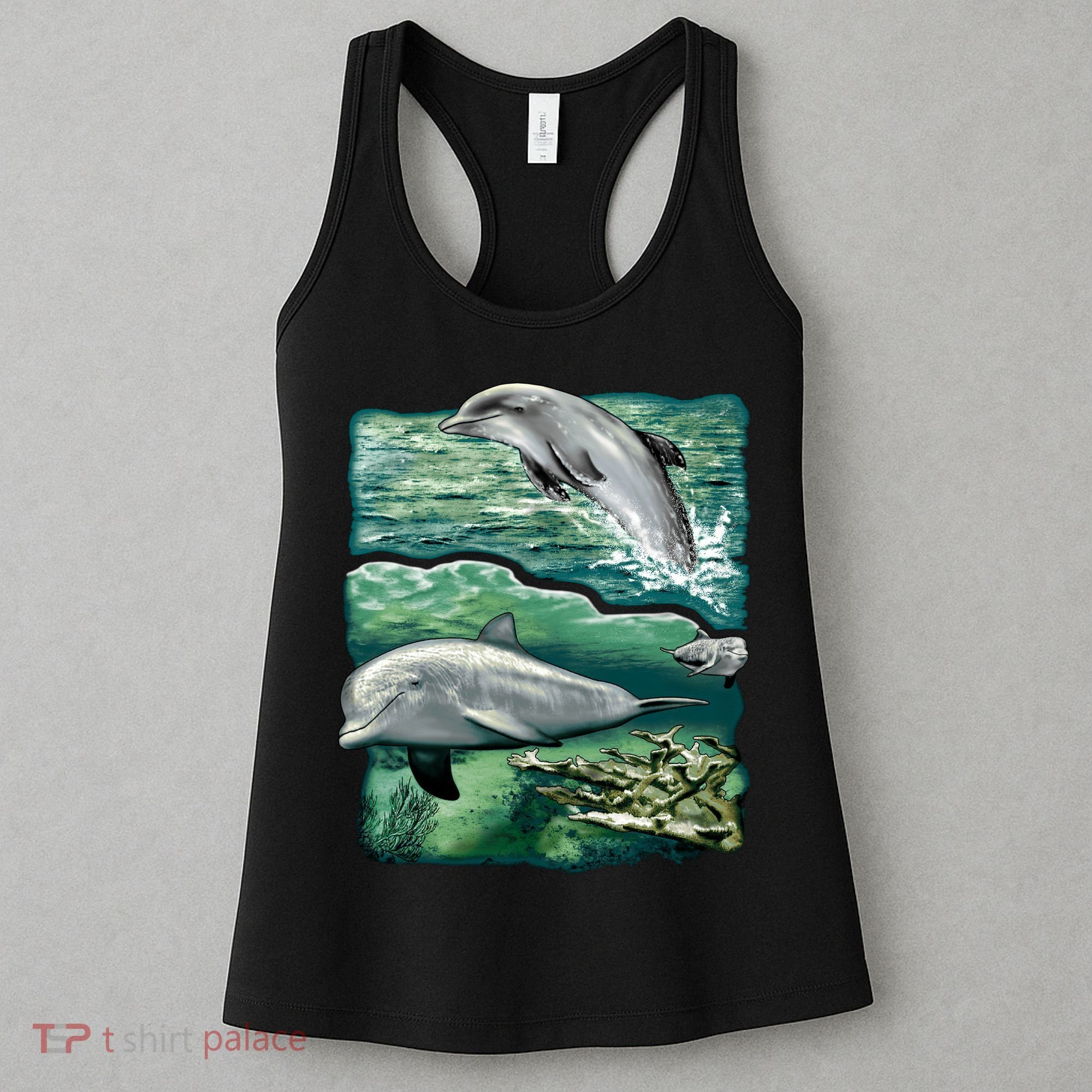Cute Abstract dolphins In Sea Life Women's Tank Top