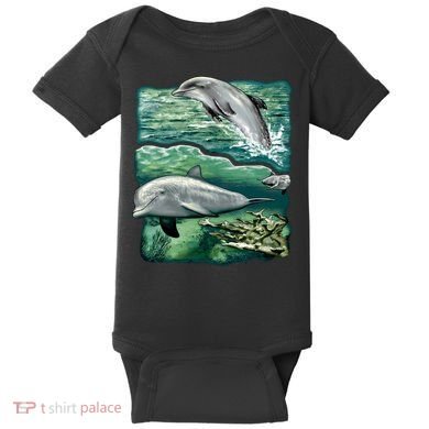 Cute Abstract dolphins In Sea Life Baby Bodysuit