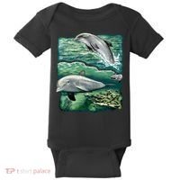 Cute Abstract dolphins In Sea Life Baby Bodysuit thumb 0