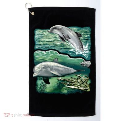 Cute Abstract dolphins In Sea Life Golf Towel