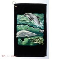 Cute Abstract dolphins In Sea Life Golf Towel thumb 0