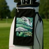 Cute Abstract dolphins In Sea Life Golf Towel thumb 2