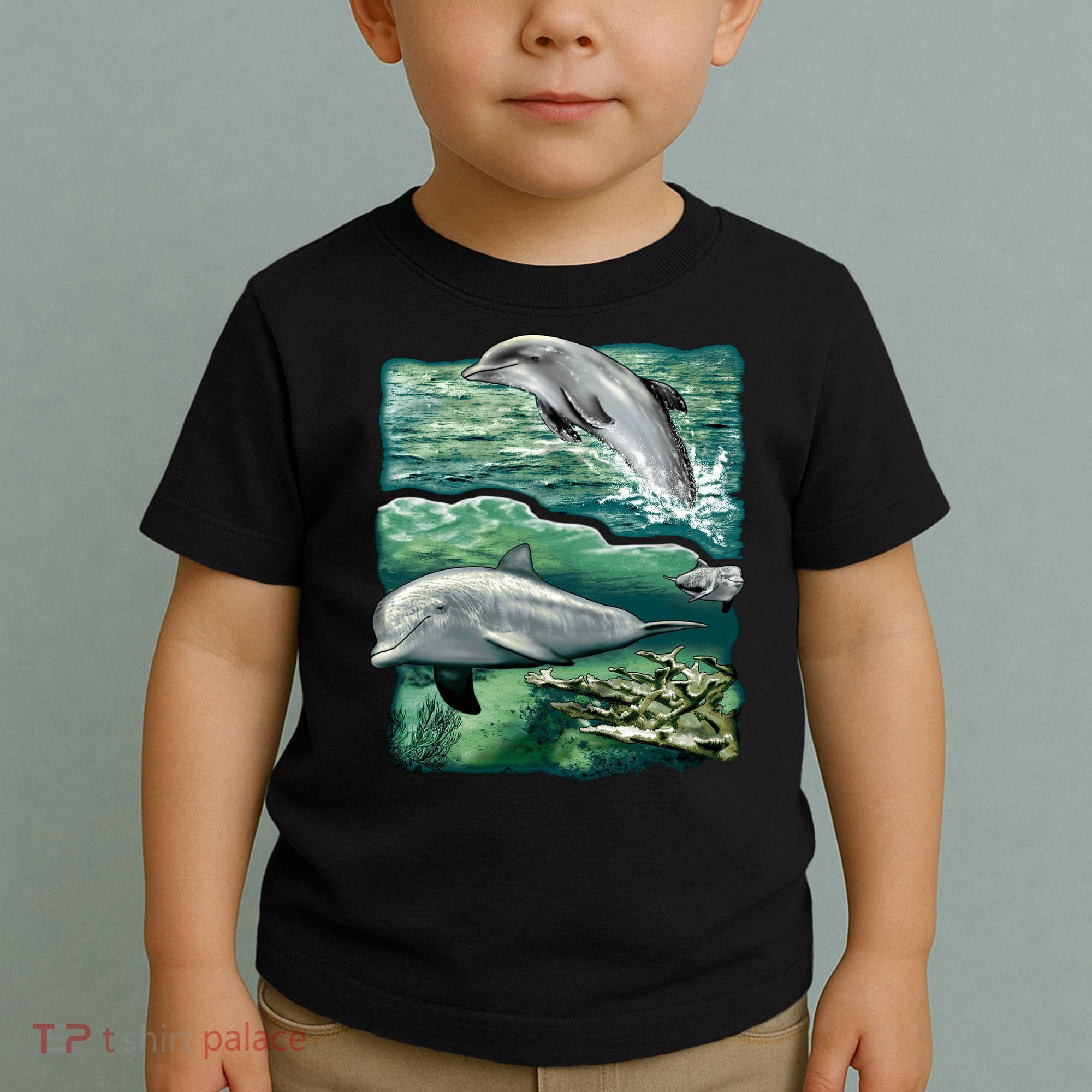 Cute Abstract dolphins In Sea Life Toddler T-Shirt