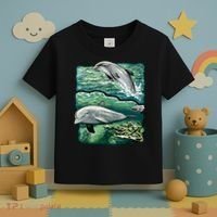 Cute Abstract dolphins In Sea Life Toddler T-Shirt thumb 3
