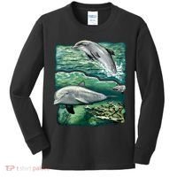 Cute Abstract dolphins In Sea Life Kids Long Sleeve Shirt thumb 0