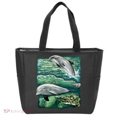 Cute Abstract dolphins In Sea Life Tote Bag