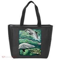 Cute Abstract dolphins In Sea Life Tote Bag thumb 0